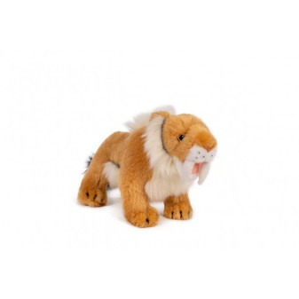 Tiger šabľozubý plyš 27x14cm hnedý 0m+