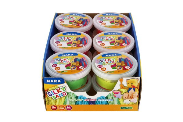 Piesok tekutý NARA 100g s vykrajovačmi 2ks 6 farieb v plastovom tégliku 8,5x4cm