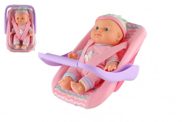 Bábika bábätko 20 cm plast v nosidle/autosedačke