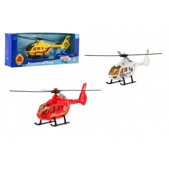 Vrtuľník/Helikoptéra záchranných zložiek kov/plast 18cm 3 druhy v krabičke 26x10x5cm