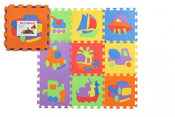 Penové puzzle Dopravné prostriedky 29x29x1cm 10ks vo fólii