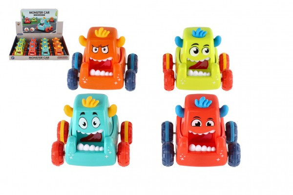 Auto monster plast 9x8cm mačkacie jazdiace 4 farby
