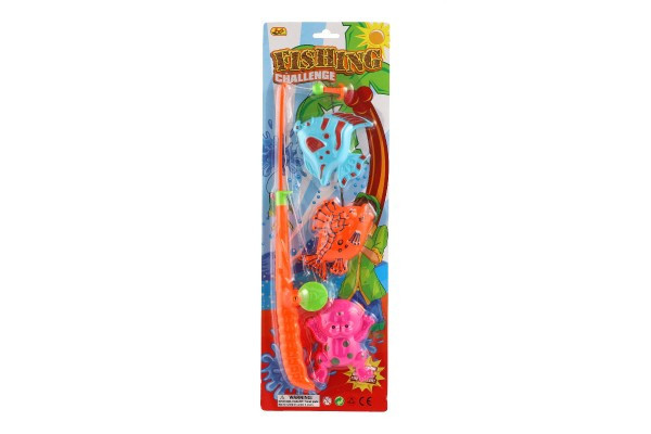 Hra ryby/rybár magnetická plast 3ks+prút plast 34cm mix farieb na karte