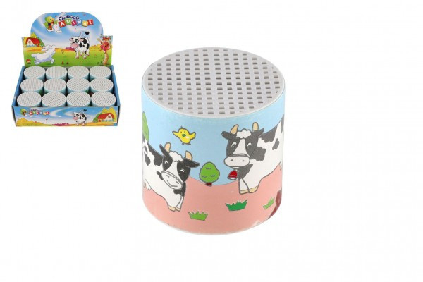 Plechovka zvuk kravy plast 6x6cm