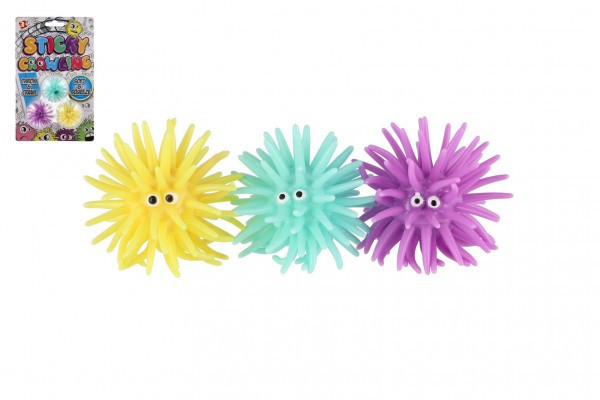 Loptička 3ks sliz lezúci po skle/lepiaci silikón 4cm 2 farby na karte 12,5x20cm