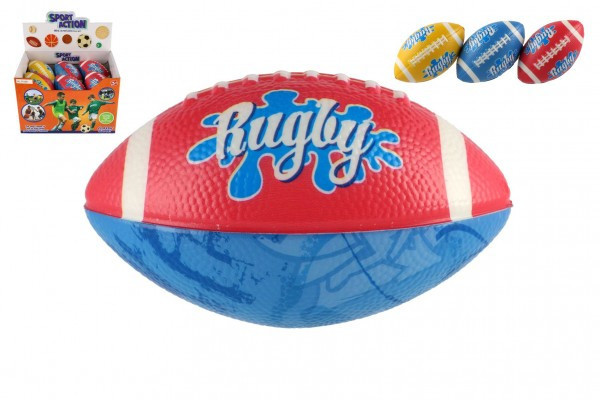 Loptička rugby ovál pena 14cm 3 farby