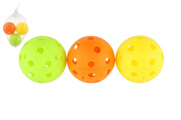 Loptička floorbalová 3ks plast 7cm v sieťke