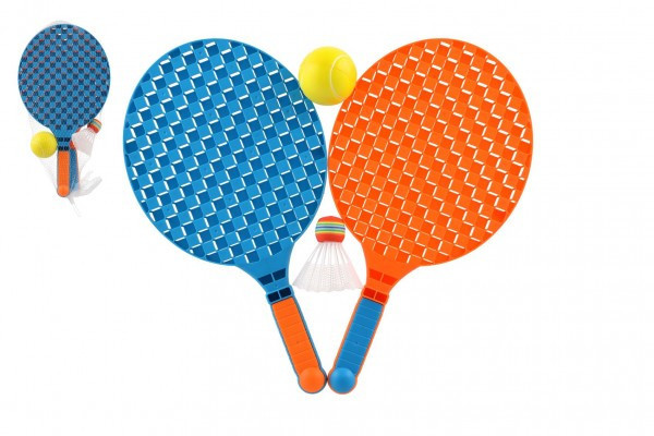 Súprava na soft tenis 2 pálky plast 40cm + loptička, košíček v sieťke