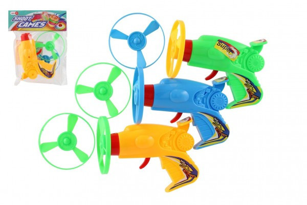 Vystreľovacia vrtuľka + štartér pištole plast 12cm 3 farby v sáčku