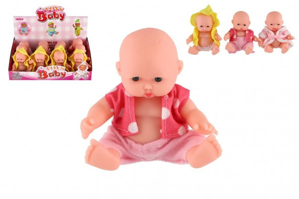 Bábätko bábika pevné telo plast 12cm 3druhy