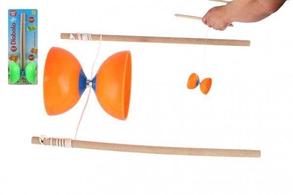 Diabolo veľké sada plast/drevo 35x12cm 2 farby na karte