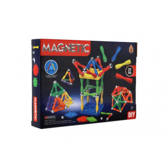 Magnetická stavebnica 77ks plast/kov v krabici 24,5x18x4cm