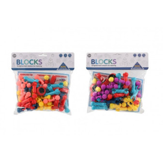 Stavebnica kocky plast 2 farby vo vrecku 24,5x23cm