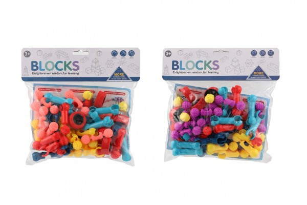Stavebnica kocky plast 2 farby vo vrecku 24,5x23cm