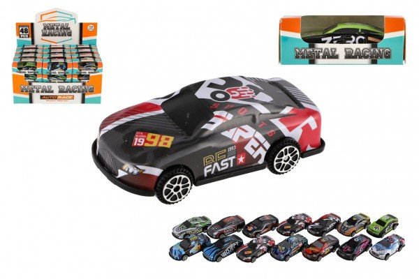 Auto závodný mini kov/plast 6cm na voľný chod mix farieb v krabičke