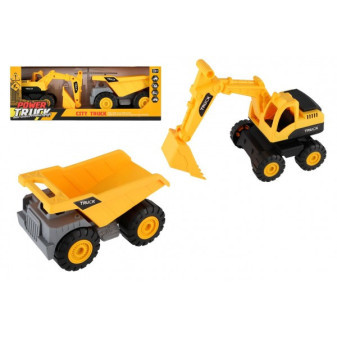 Auto stavebné 2ks plast 18cm na voľný chod v krabici 39x14x11, 5cm