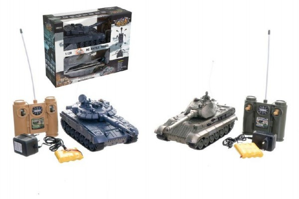 Tank RC 2ks 36cm+dobíjací pack tanková bitka so zvukom so svetlom v krabici 42x32x14cm