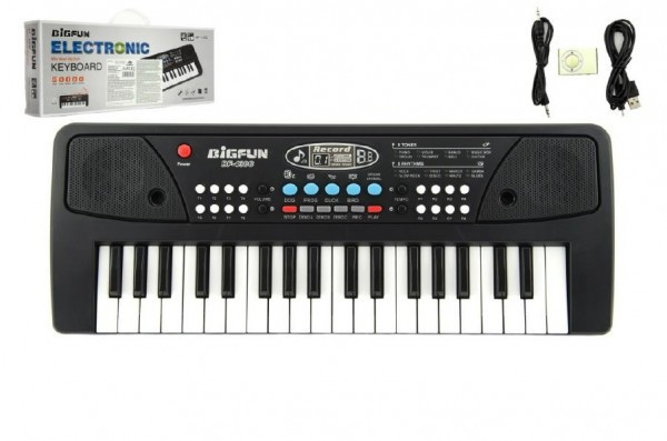 Pianko/Varhany/Klávesy 37 kláves, napájanie na USB + prehrávač MP3 + mikrofón plast 40cm v krabiciach
