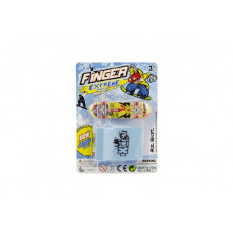 Skateboard prstový s rampou plast 10cm mix farieb na karte