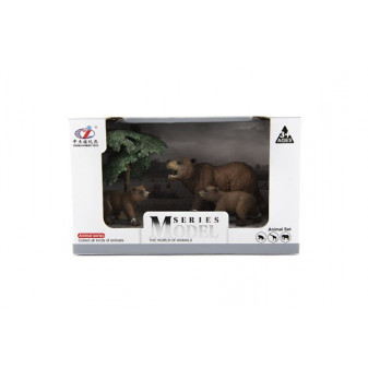 Zvieratká safari ZOO 10cm sada plast 4ks medveď 2 druhy v krabičke 22x13x9, 5cm