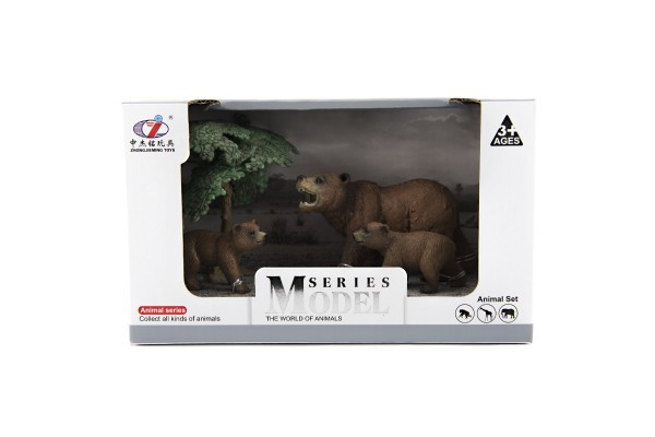 Zvieratká safari ZOO 10cm sada plast 4ks medveď 2 druhy v krabičke 22x13x9, 5cm
