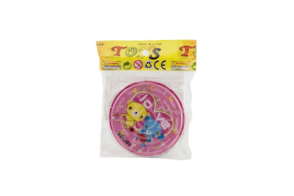 Bludisko hlavolam s guličkou plast 7cm 6 farieb v sáčku