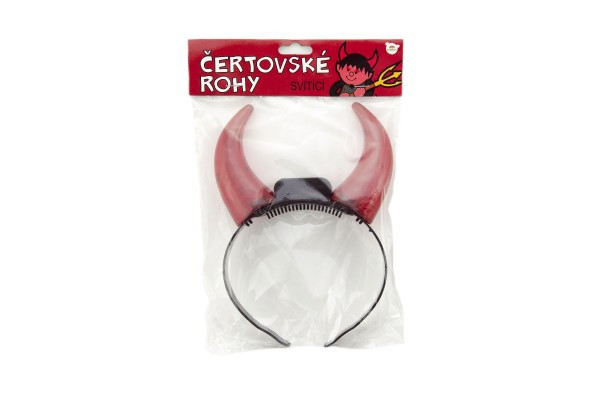 Rohy čertovské svietiace plast 15cm na batérie v sáčku karneval