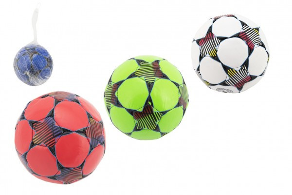 Lopta futbalová malá junior nafúknutá šitá 15cm koža mix farieb v sieťke