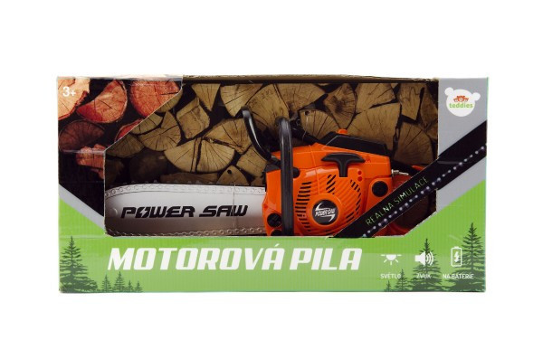 Motorová píla plast 40cm na batérie so zvukom v krabici 42x21,5x11cm