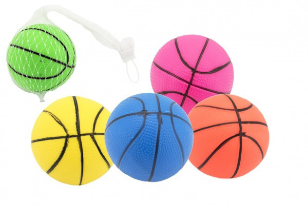 Loptička basketbal guma 8,5 cm 5 farieb v sieťke
