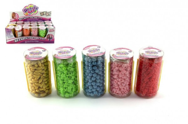 Korálky plast v tube 9cm asst