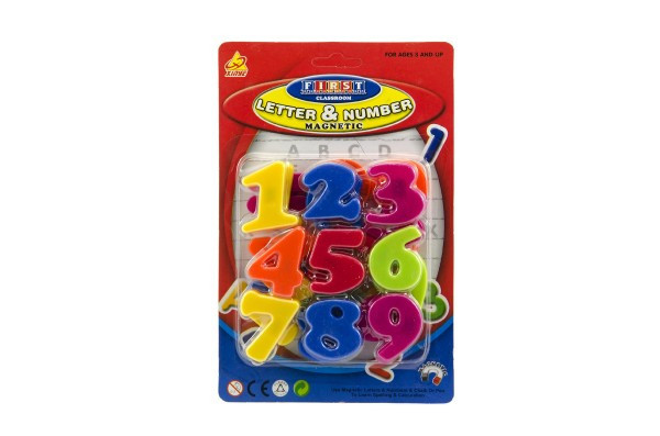 Magnetické číslice 4cm cca 27ks plast na karte 14,5x22cm