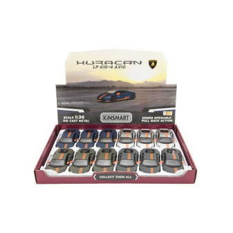 Auto Kinsmart Lamborghini Huracan kov/plast 12cm na spätné natiahnutie 4 farby