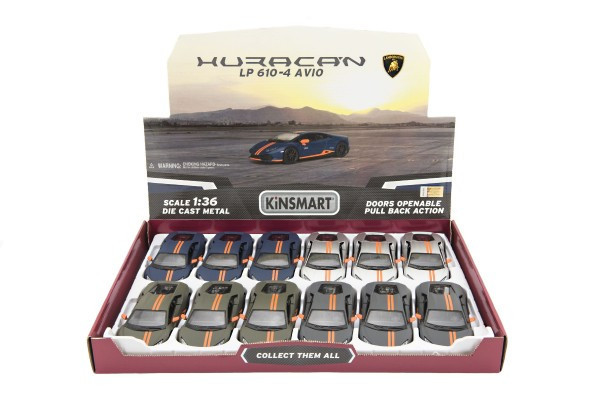 Auto Kinsmart Lamborghini Huracan kov/plast 12cm na spätné natiahnutie 4 farby