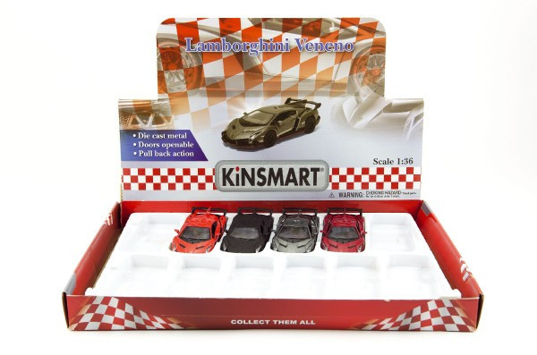 Auto Kinsmart Lamborghini Veneno kov/plast 13cm na spätné natiahnutie 4 farby
