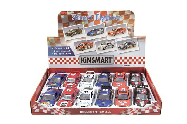 Auto Kinsmart Street Fighter kov/plast 13cm na spätné natiahnutie 6 druhov