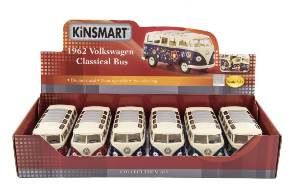 Autobus Kinsmart VW Classical kov/plast 18cm 3 farby 6ks v boxe