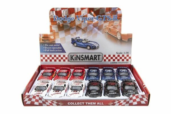 Auto Kinsmart Dodge Viper GTS-R 1:36 12,5 cm kov/plast 4 farby na spätné natiahnutie