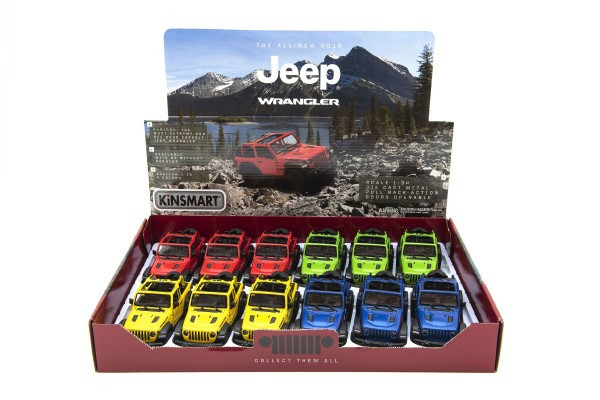 Auto Kinsmart Jeep Wrangler 2018 otvorená strecha 12cm kov/plast 4 farby na spätné nat.