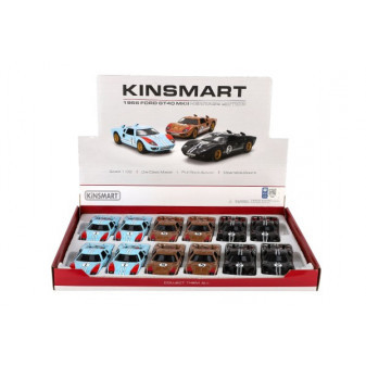 Auto Kinsmart 1966 Ford GT40 MKII Herit kov/plast 13cm 3 barvy na zpětné natažení 12ks v boxu
