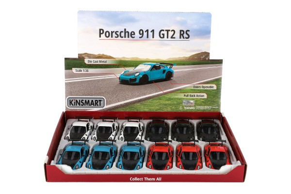 Auto Kinsmart Porsche 911 GT2 RS kov/plast 13cm 4 farby na spätné natiahnutie