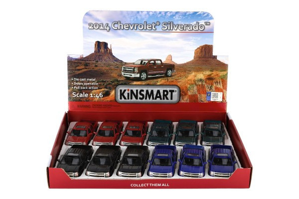 Auto Kinsmart Chevrolet 2014 Silverado kov/plast 13cm 4 farby na spätné natiahnutie