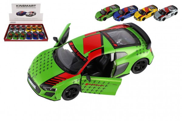 Auto Kinsmart 2020 Audi R8 Coupé 1:36 kov/plast 12,5 cm 4 farby na spätné natiahnutie