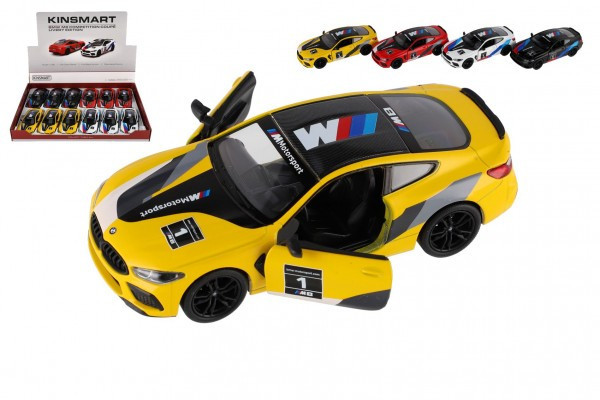 Auto Kinsmart BMW M8 Competition Coupé 1:38 kov/plast 12,5 cm 4 farby na spätné natiahnutie