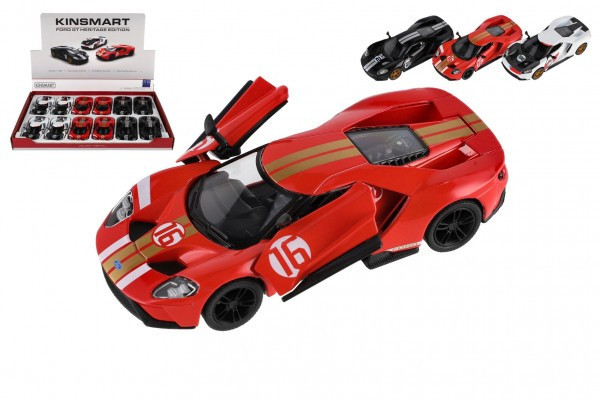 Auto Kinsmart Ford GT 1:38 kov/plast 12,5 cm 3 farby na spätné natiahnutie