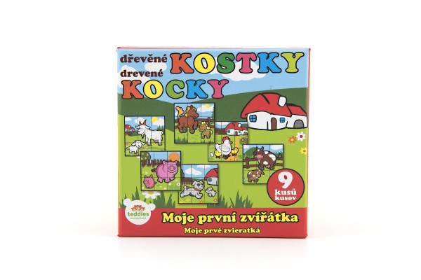 Kocky kubus Moje prvé zvieratká drevo 9x9x3cm 11x11x6cm 12m+ MPZ