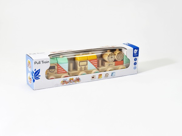 Vlak drevo ťahacie 21 dielikov v krabici 48x12x8, 5cm 12m +