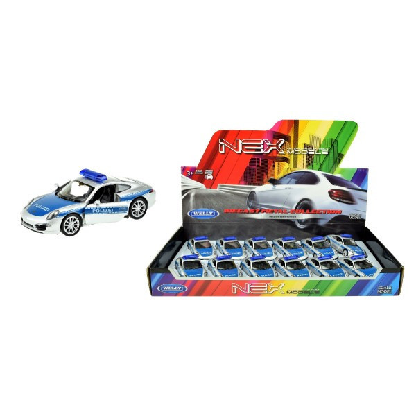 Auto Welly polícia Porsche 911(991) Carrera S kov/plast 12cm voľný chod