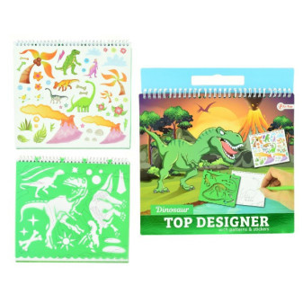 Blok so šablónami s nálepkami dinosaurus 26x29cm
