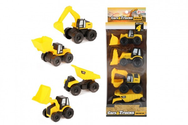 Auto stavebné 4ks plast 10cm v krabici 12,5x34x6cm